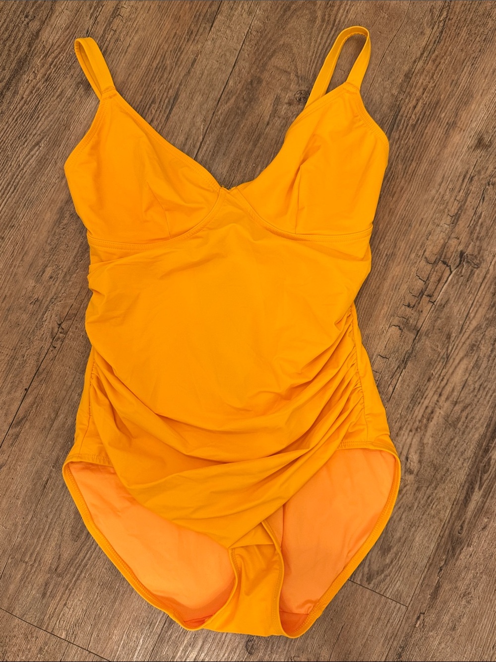 Shapellx Golden Orange Yellow One-Piece Swimsuit with Ruched Sides